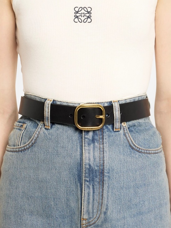 LOEWE Rounded Soft Belt in Black Classic Calfskin Leather Size 90 main image 4